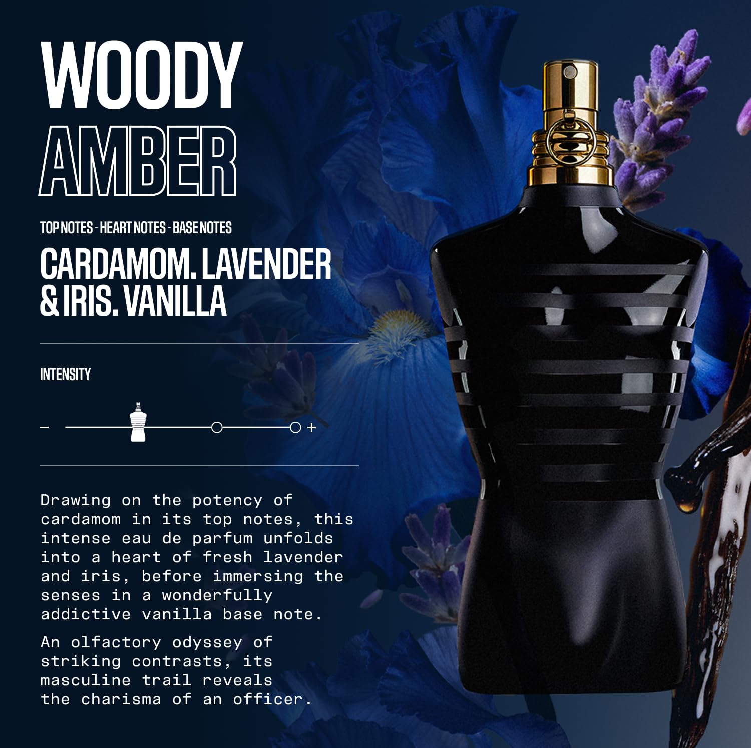 Jean Paul Gaultier Le Male Le Parfum - Amber Woody Eau de Parfum Intense for Men Fragrance - Cardamom, Lavender & Iris, Vanilla - Men's Perfume Spray